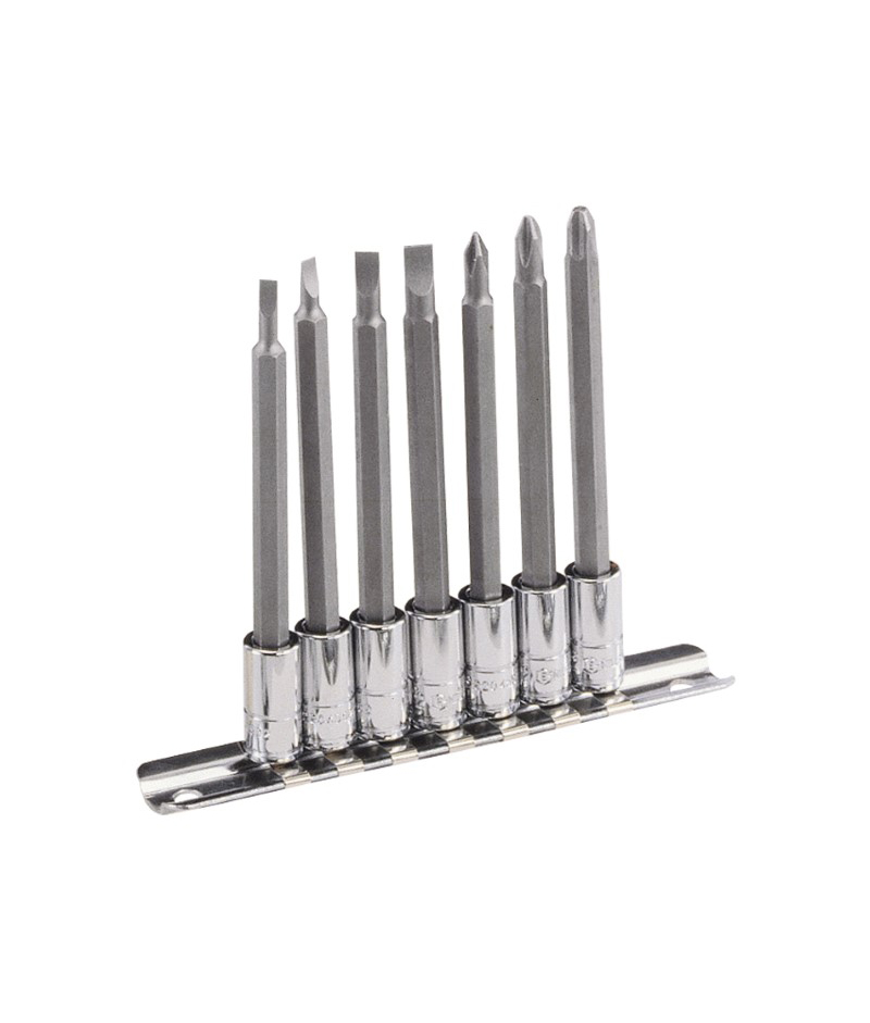 7 Piece 1/4″ Dr. Slotted & Philips Bit Socket Set (Long)