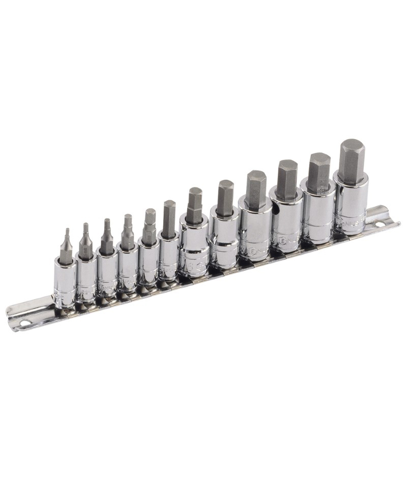 12 Piece 1/4″ & 3/8″ Dr. Metric Hex Bit Socket Set