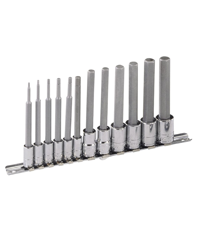 12 Piece 1/4″ & 3/8″ Dr. Metric Hex Bit Socket Set (Long)