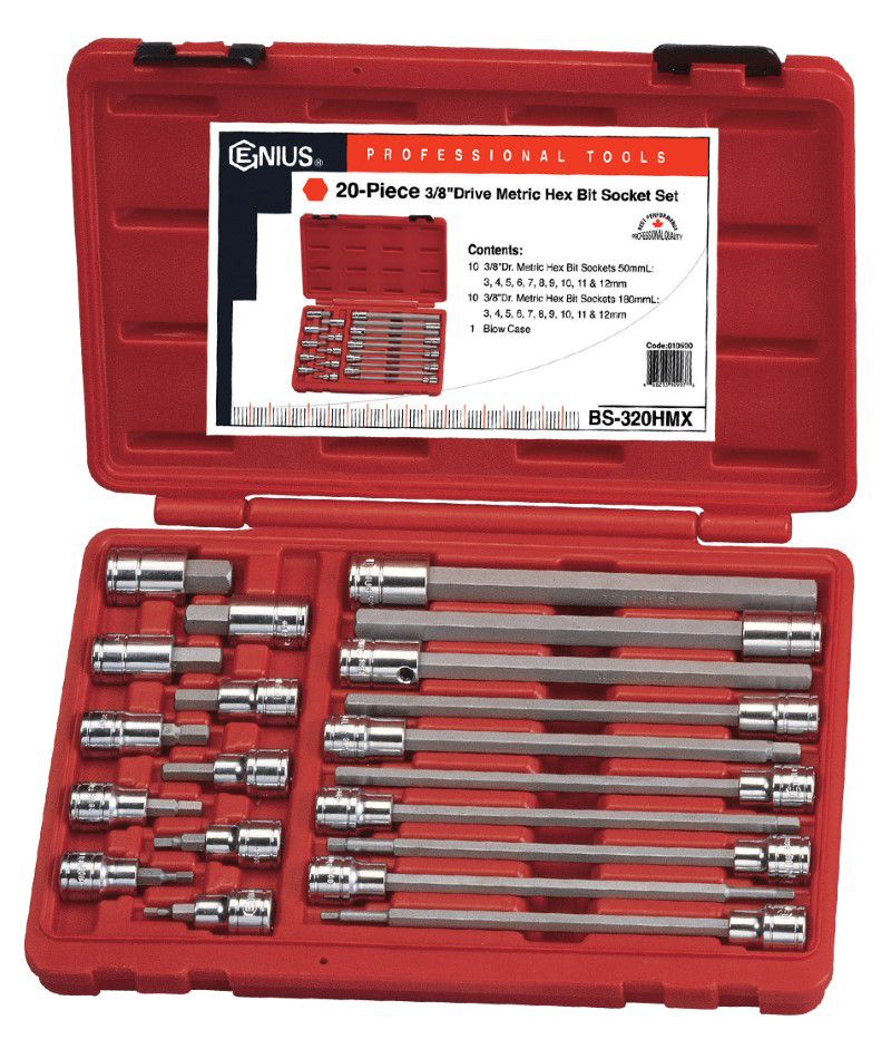 20 Piece 3/8″ Dr. Metric Hex Bit Socket Set