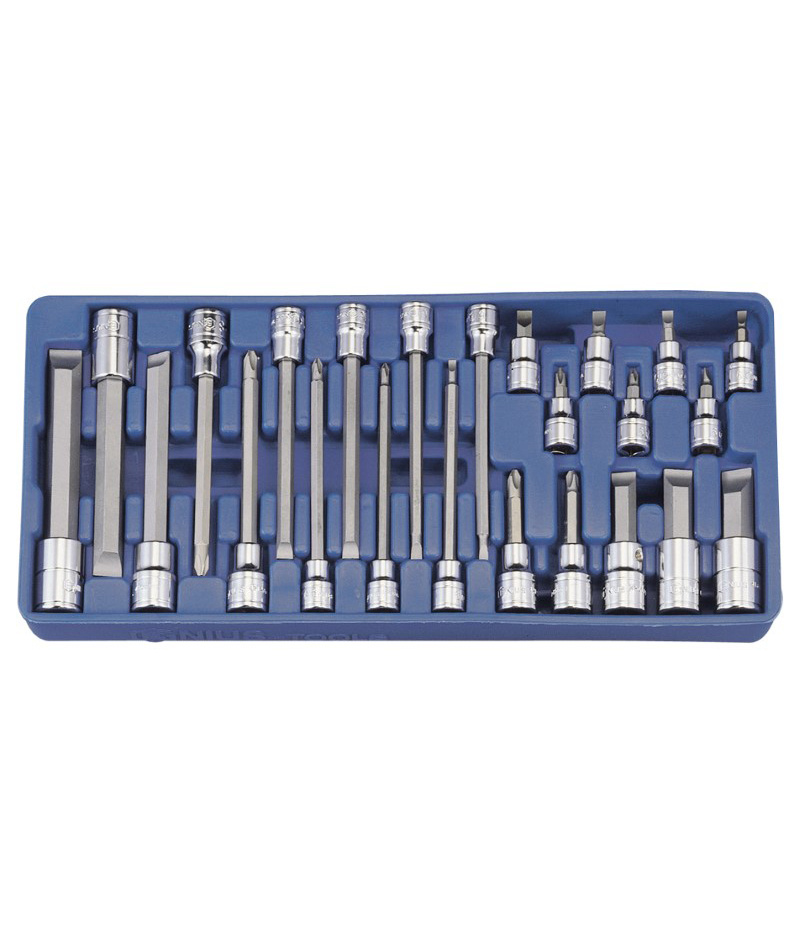 24 Piece 3/8″ & 1/2″ Dr. Slotted & Philips Bit Socket Set