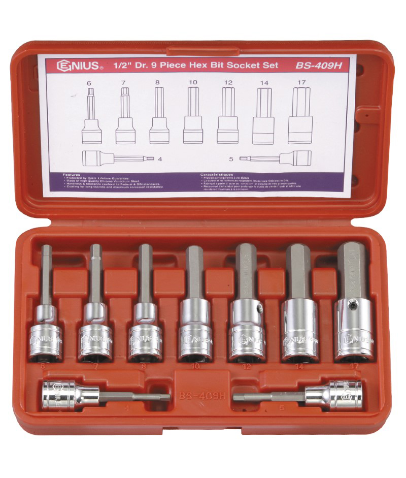 9 Piece 1/2″ Dr. Hex Bit Socket Set