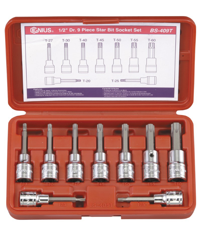 9 Piece 1/2″ Dr. Star Bit Socket Set