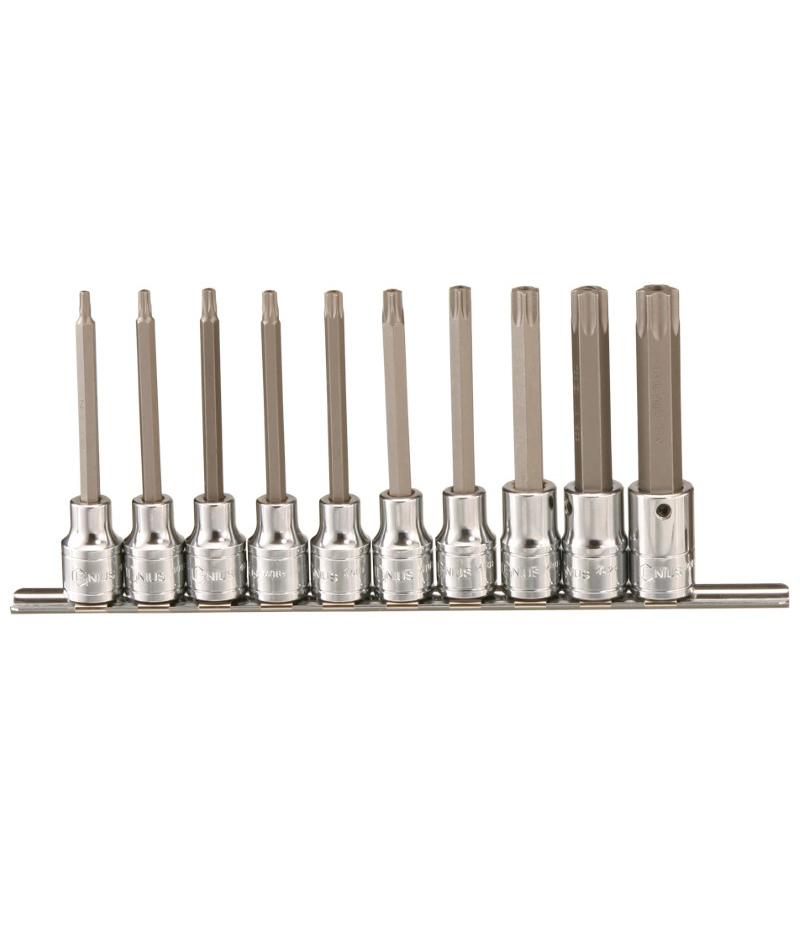 10 Piece 1/2″ Dr. Tamperproof Star Bit Socket Set (Long)