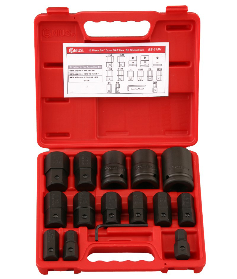 15 Piece 3/4″ Dr. SAE Hex Bit Socket Set