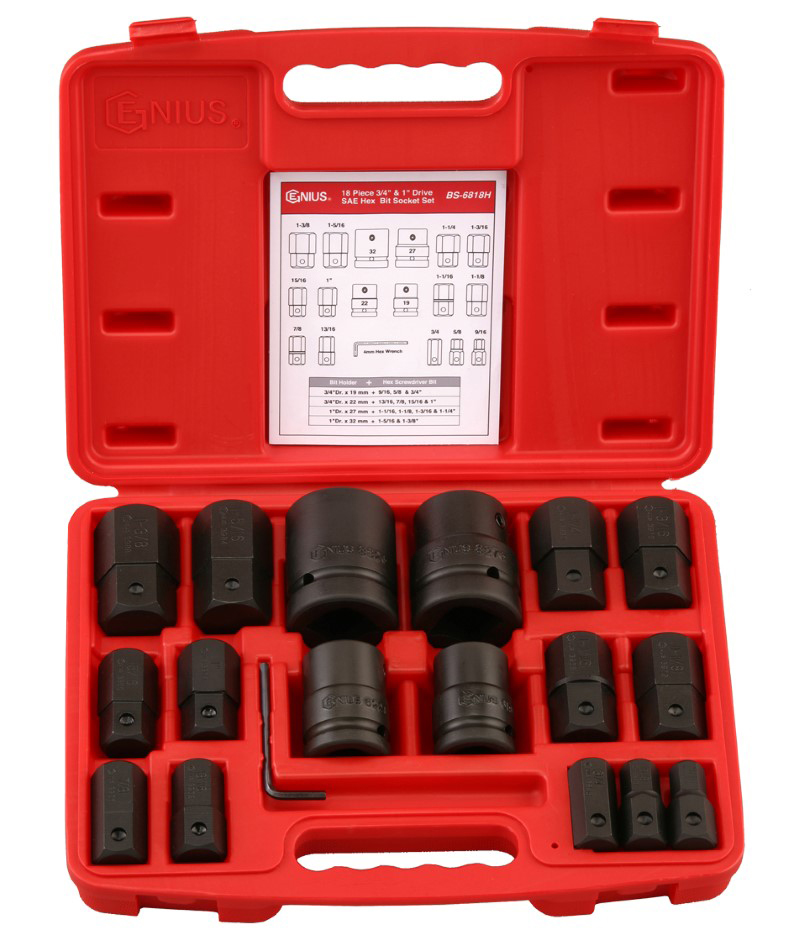 18 Piece 3/4″ & 1″ Dr. SAE Hex Bit Socket Set