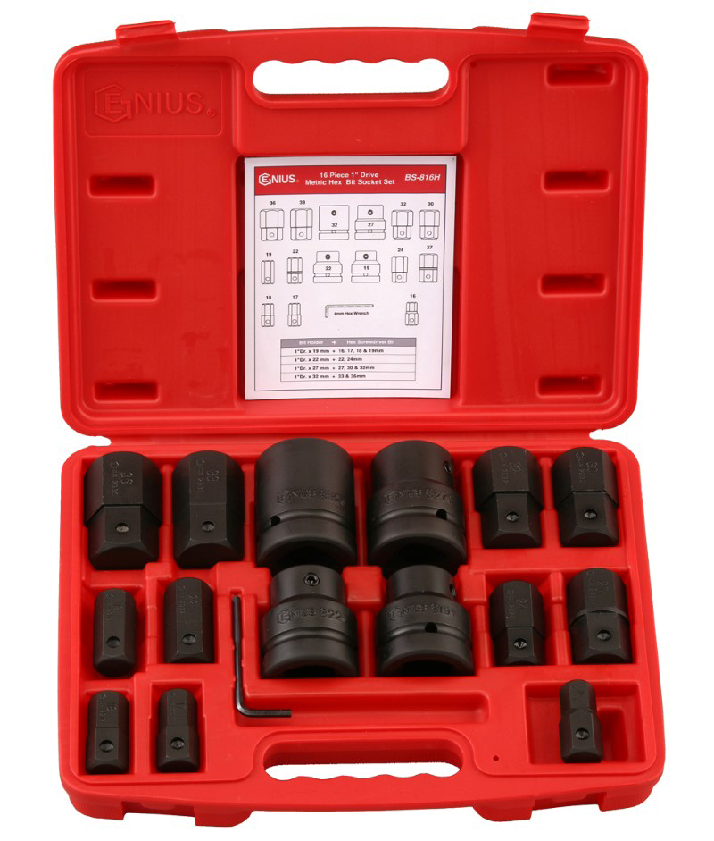 16 Piece 1″ Dr. Metric Hex Bit Socket Set