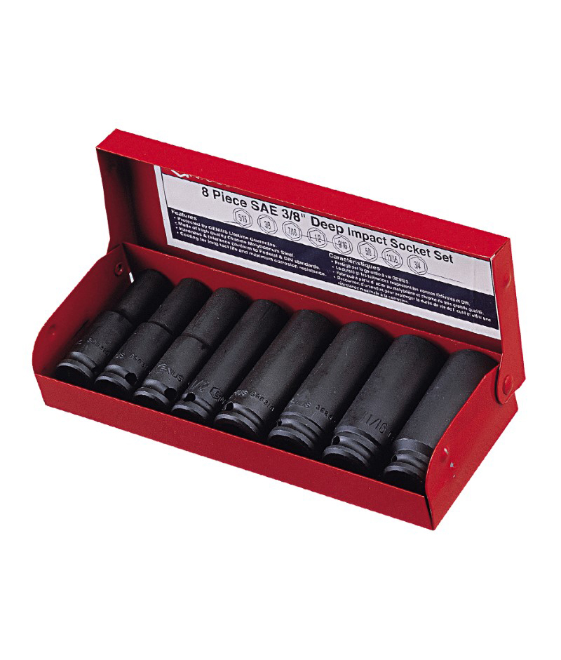 8 Piece 3/8″ Dr. SAE Deep Impact Socket Set Cr-Mo