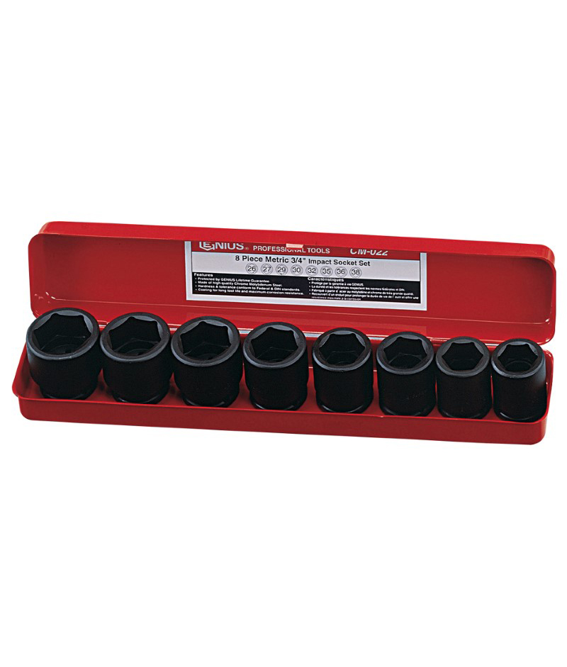 8 piece 3/4″ Dr. Metric Impact Socket Set Cr-Mo