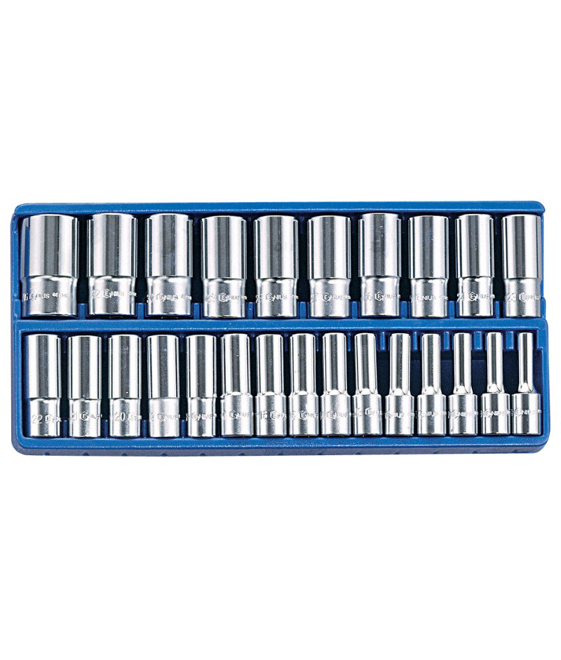 25 Piece 1/2″ Dr. Metric Deep Hand Socket Set