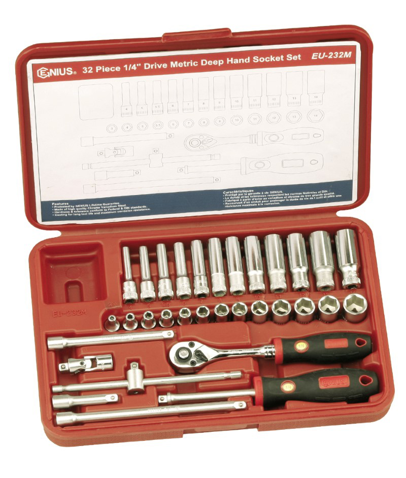 32 Piece 1/4″ Dr. Metric Deep Hand Socket Set