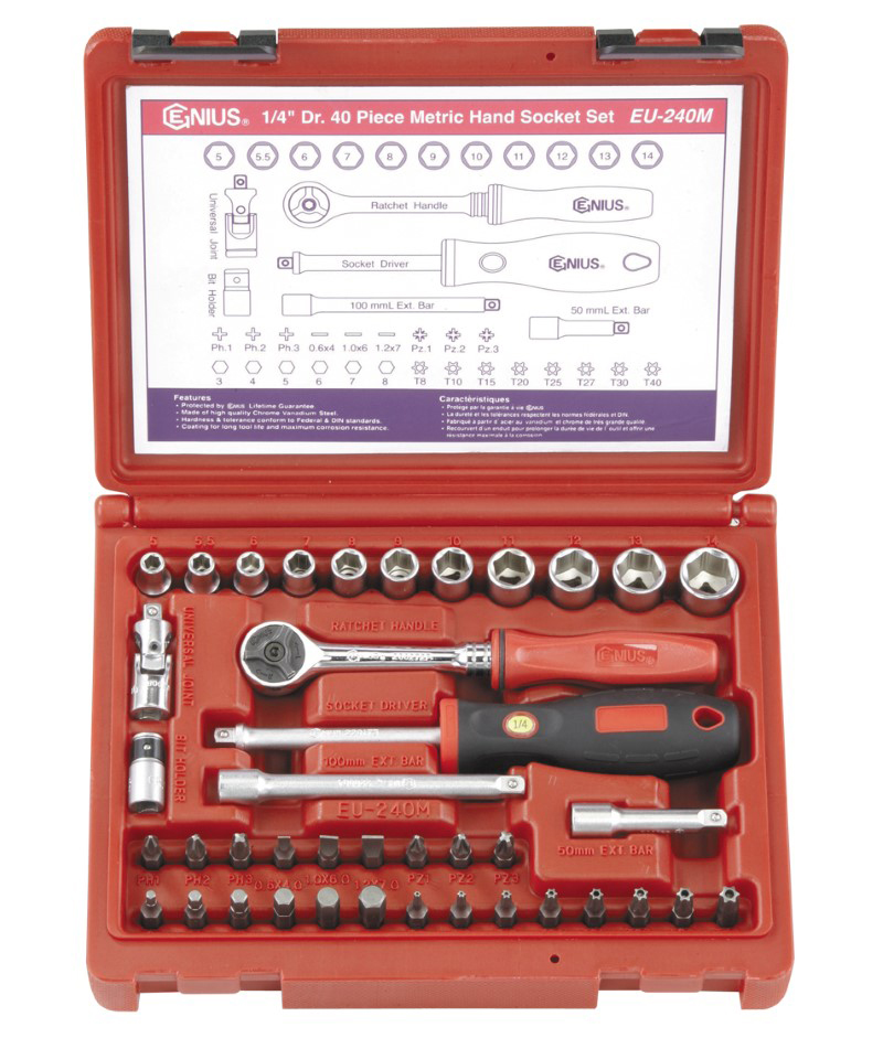 40 Piece 1/4″ Dr. Metric Hand Socket & Bit Set