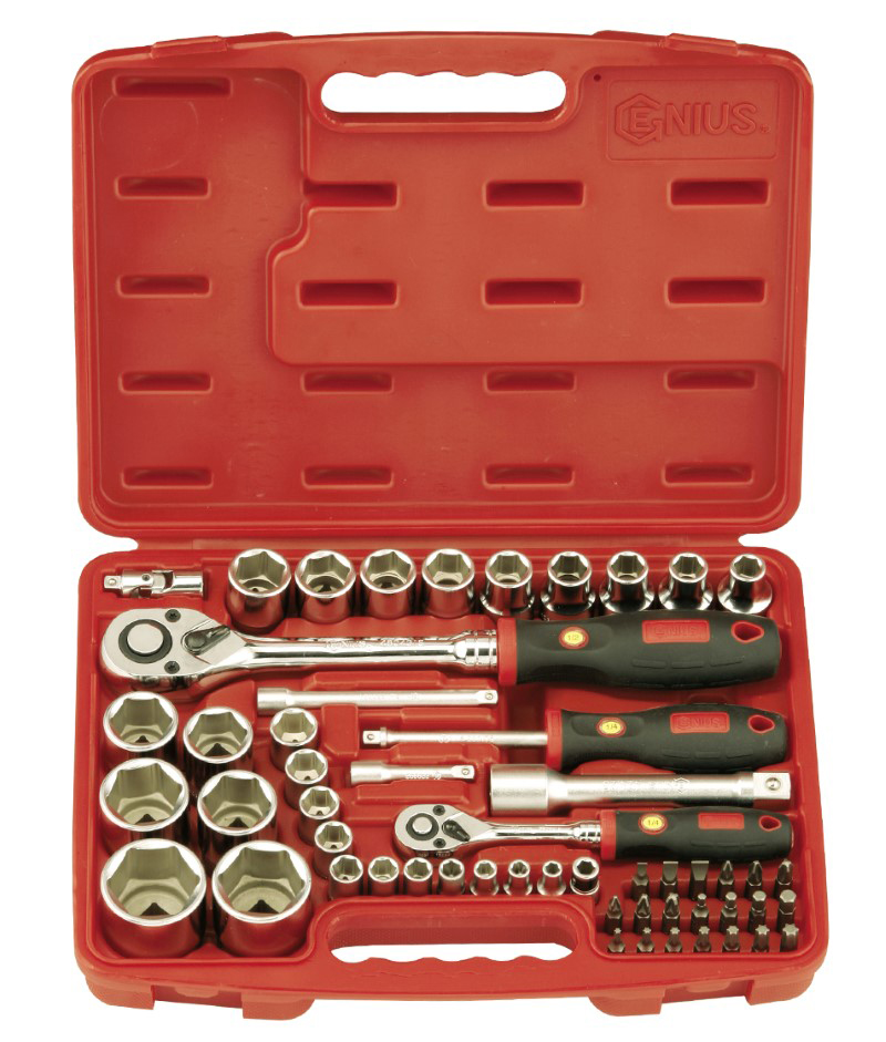 54 Piece 1/4″ & 1/2″ Dr. Metric Hand Socket & Bits Set