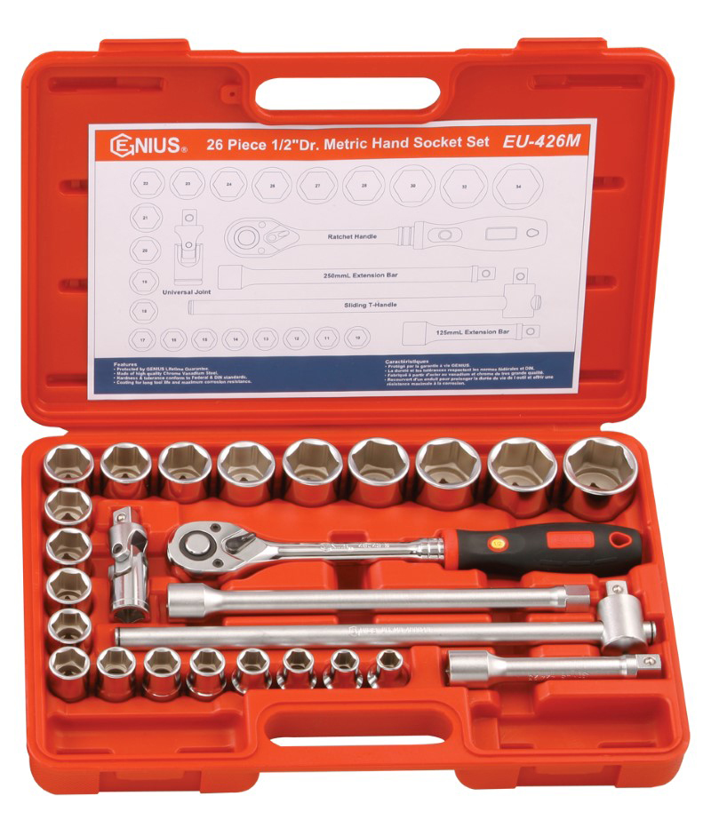26 Piece 1/2″ Dr. Metric Hand Socket Set