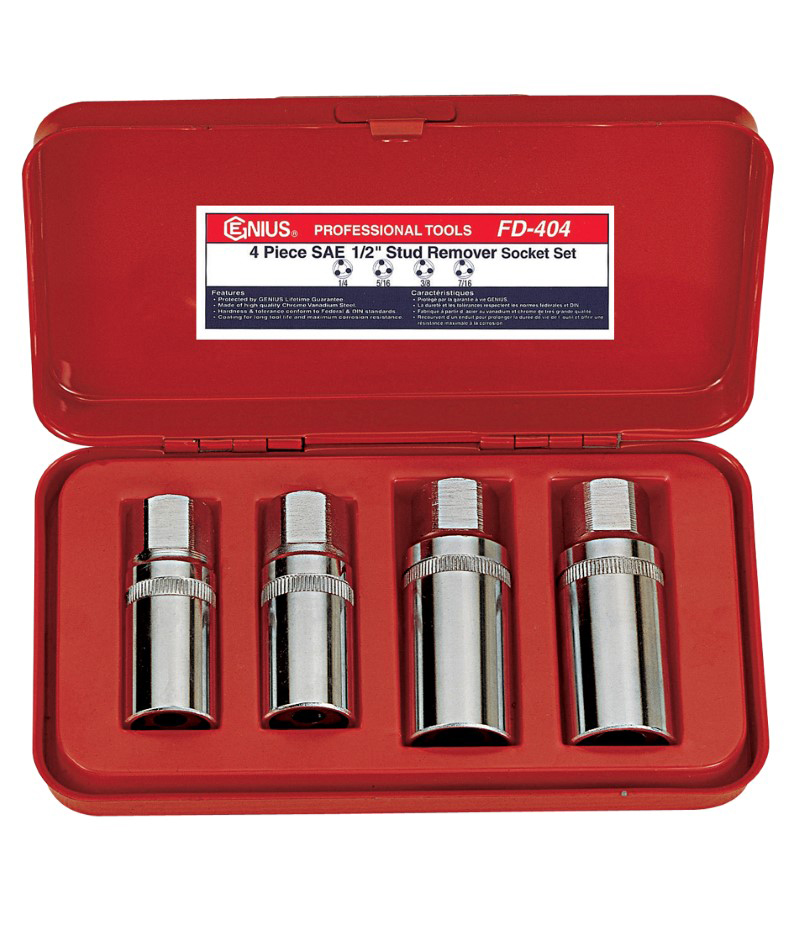 4 Piece 1/2″ Dr. Metric Stud Remover Socket Set