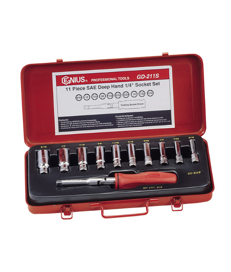 11 Piece 1/4″ Dr. SAE Deep Hand Socket Set
