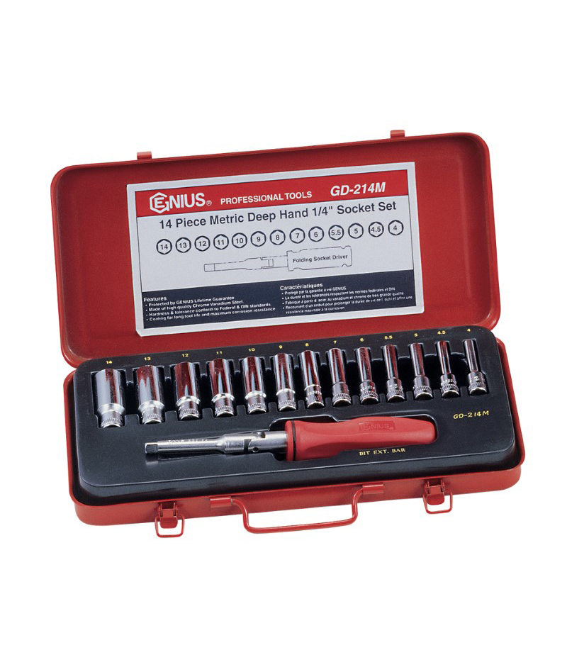 14 Piece 1/4″ Dr. Metric Deep Hand Socket Set