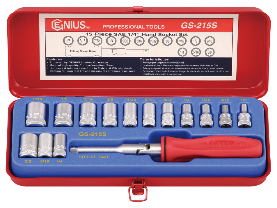 15 Piece 1/2″ Dr. SAE Hand Socket Set