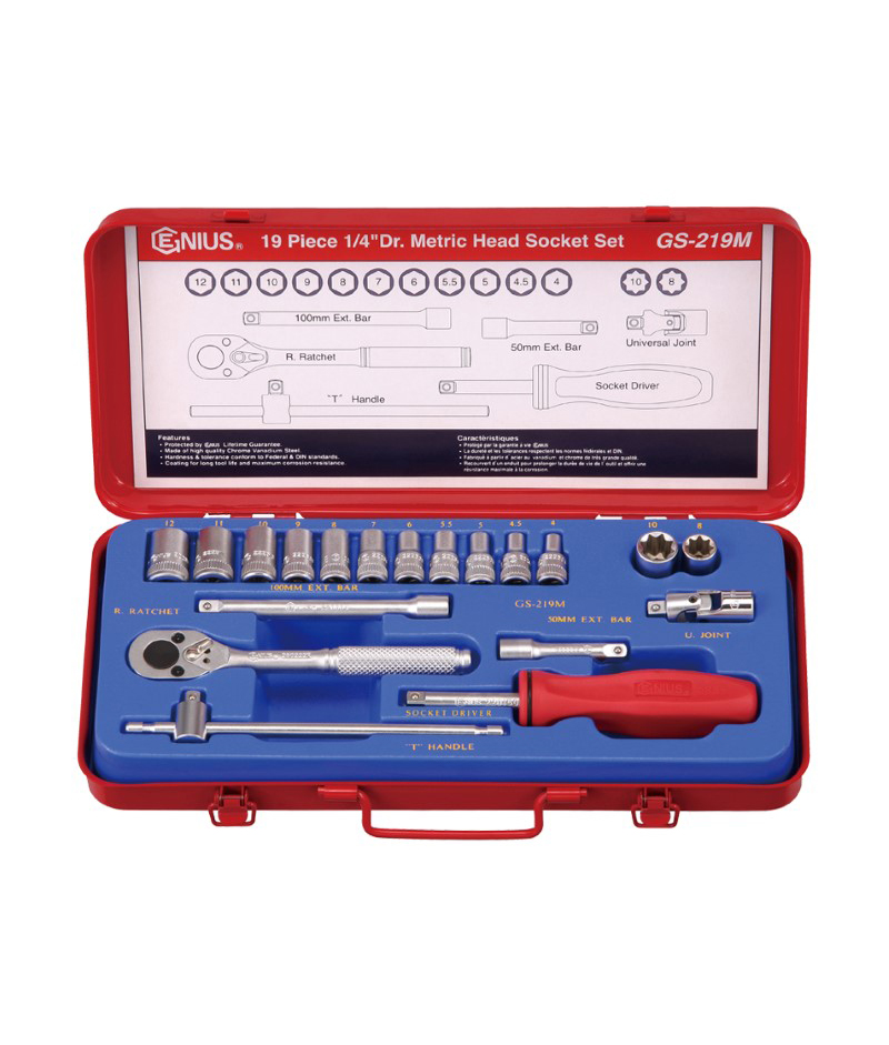 19 Piece 1/4″ Dr. Metric Hand Socket Set (6 pt. & 8 pt.)