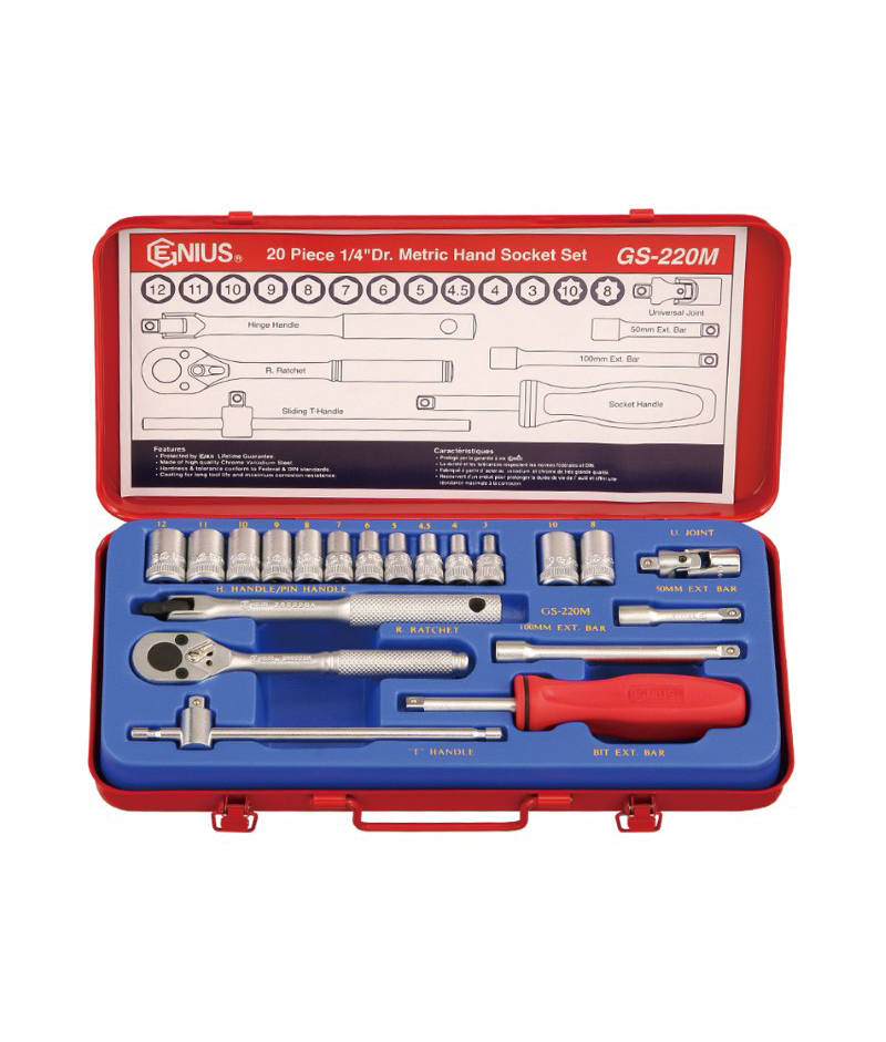 20 Piece 1/4″ Dr. Metric Hand Socket Set (6 pt. & 8 pt.)
