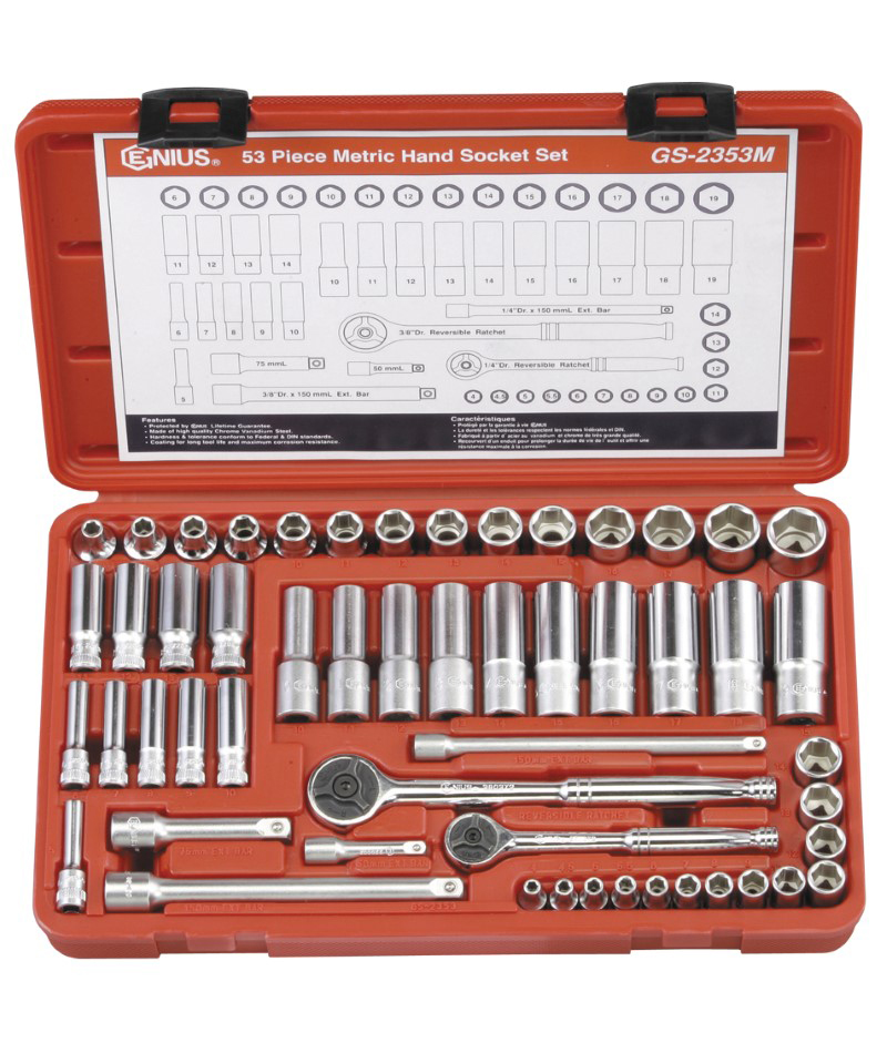 53 Piece 1/4″ & 3/8″ Dr. Metric Deep Hand Socket Set