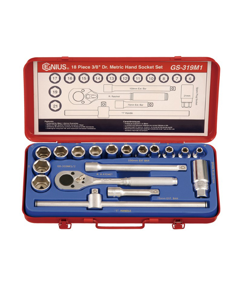18 Piece 3/8″ Dr. Metric Hand Socket Set