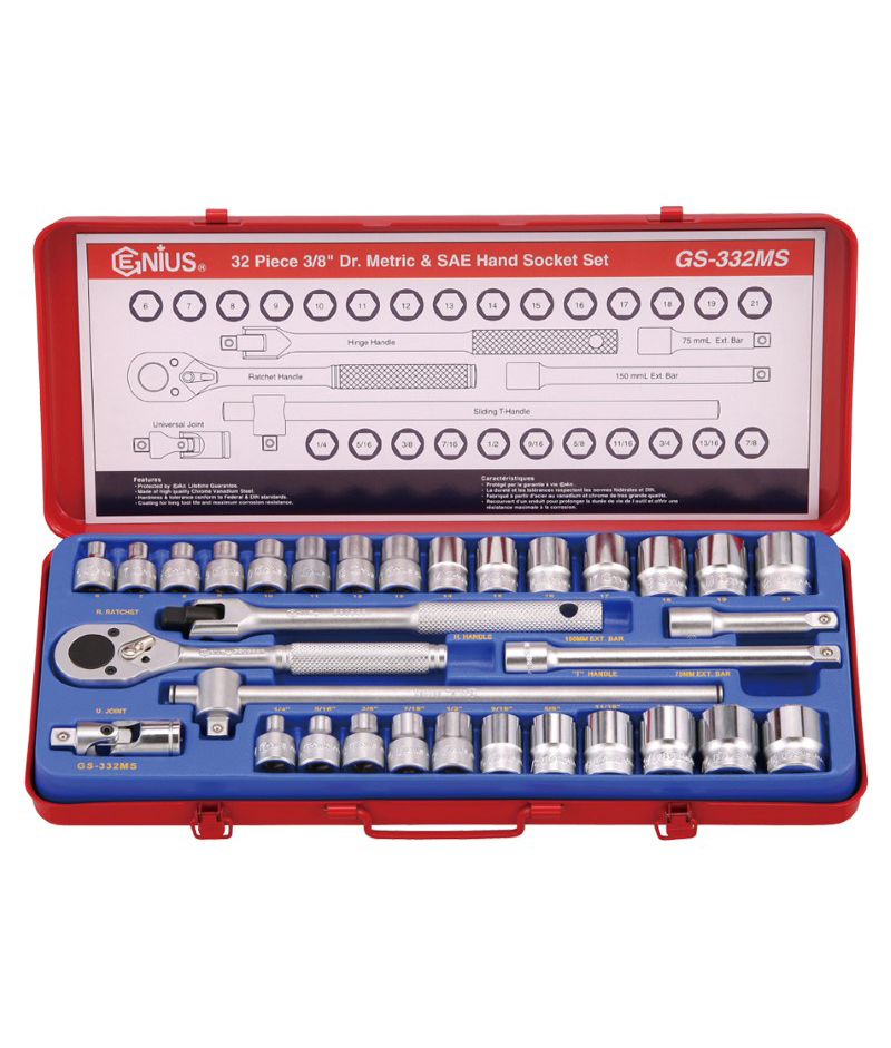 32 Piece 3/8″ Dr. Metric & SAE Hand Socket Set