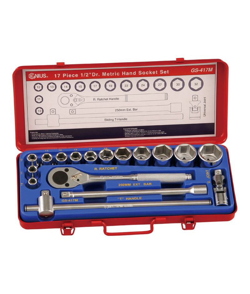 17 Piece 1/2″ Dr. Metric Hand Socket Set