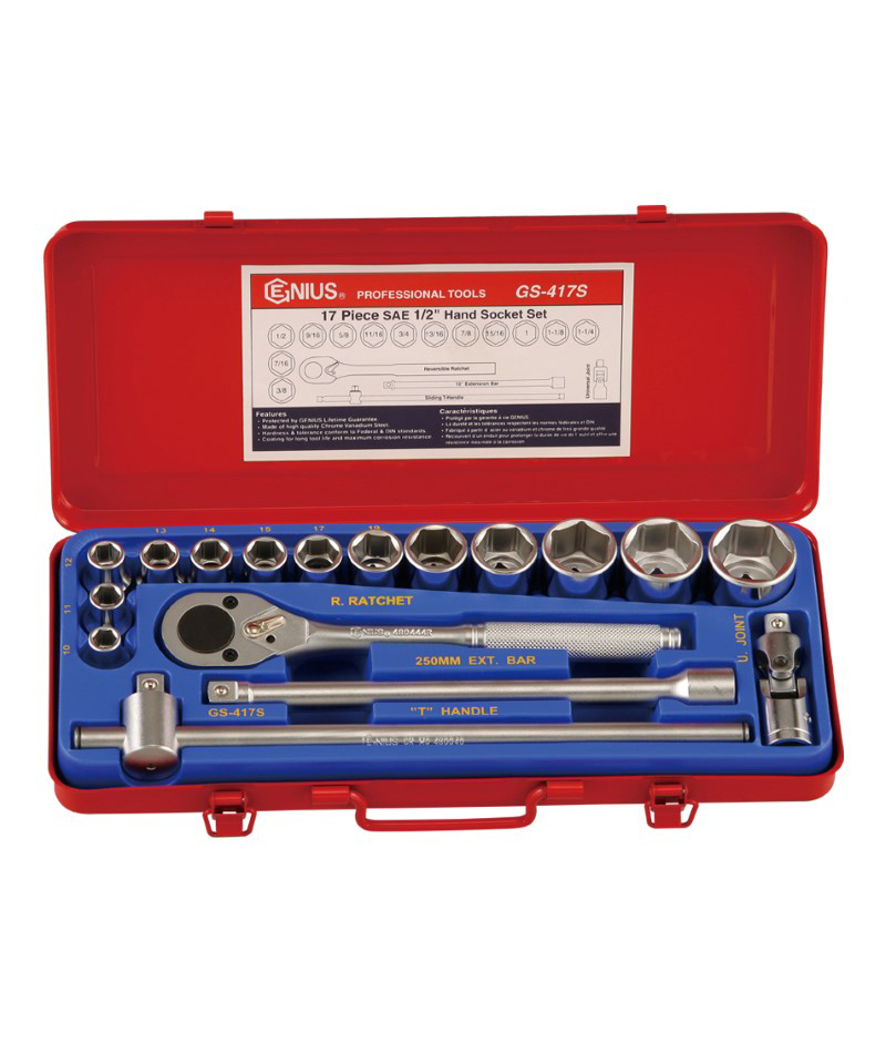 17 Piece 1/2″ Dr. SAE Hand Socket Set