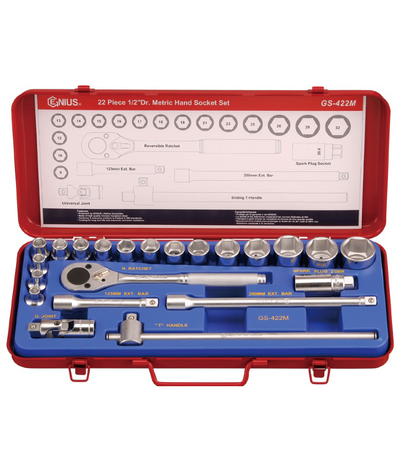 22 Piece 1/2″ Dr. Metric Hand Socket Set