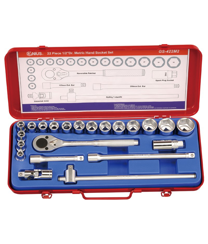 22 Piece 1/2″ Dr. Metric Hand Socket Set