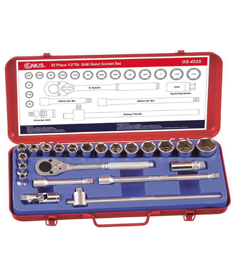 22 Piece 1/2″ Dr. SAE Hand Socket Set