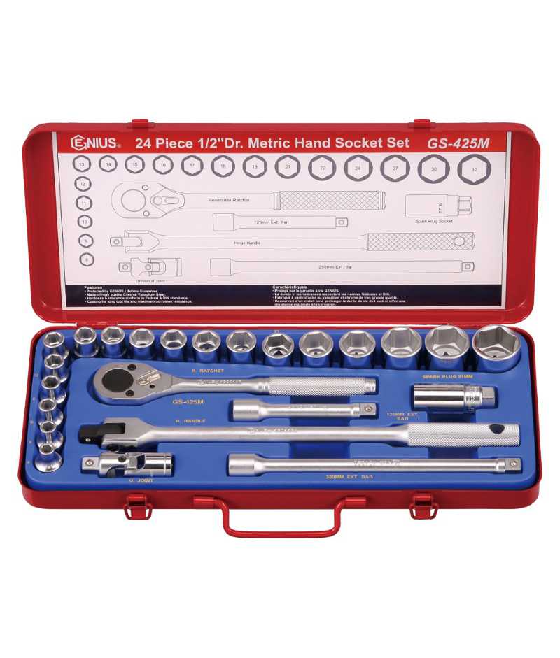 24 Piece 1/2″ Dr. Metric Hand Socket Set