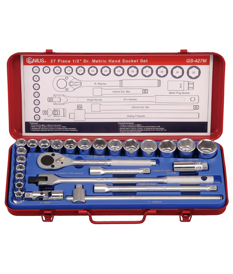 27 Piece 1/2″ Dr. Metric Hand Socket Set