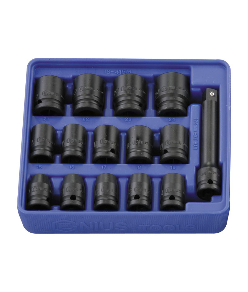 15 Piece 1/2″ Dr. Metric Impact Socket Set Cr-Mo