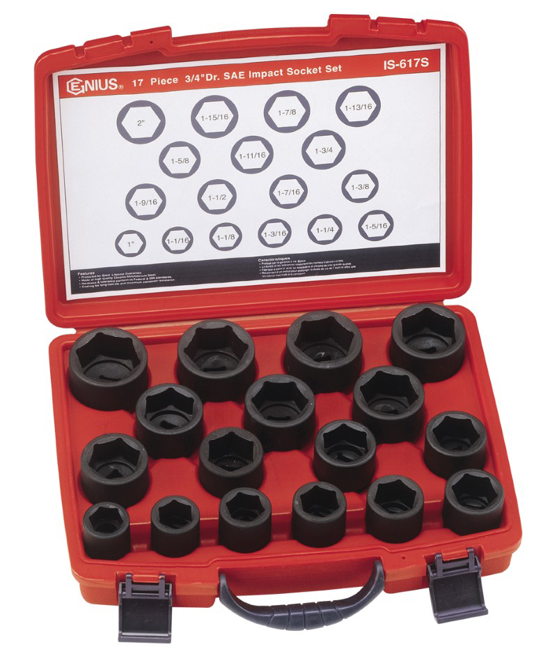 17 Piece 3/4″ Dr. SAE Impact Socket Set Cr-Mo