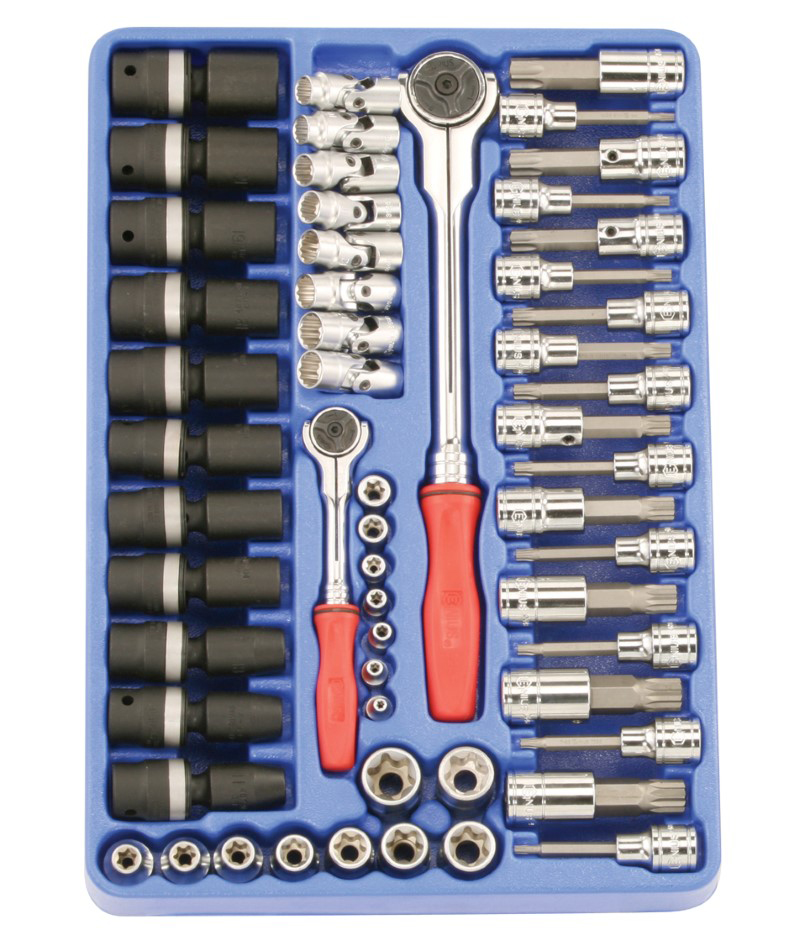 57 Piece 1/4″ & 1/2″ Dr. Swivel Socket & Bit Socket Set