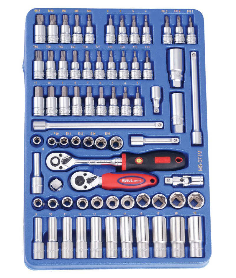 71 Piece 3/8″ Dr. Metric Hand Socket and Bit Socket Set