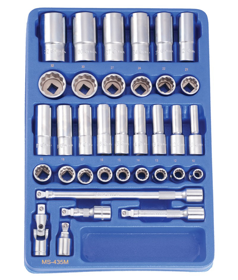 35 Piece 1/2″ Dr. Metric Deep Hand Socket Set