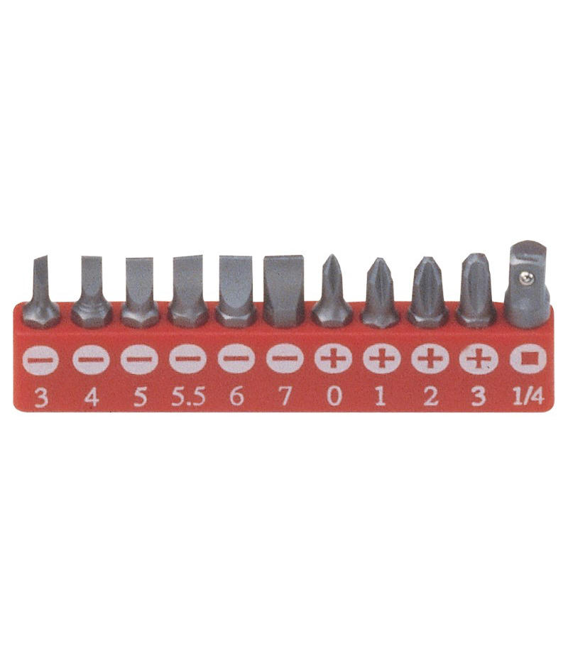 11 Piece Slotted & Philips Screwdriver Bit Set