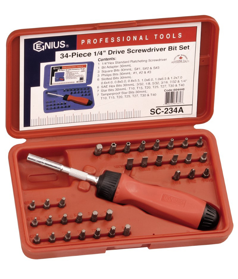 34 Piece Ratcheting Screwdriver Bit Set