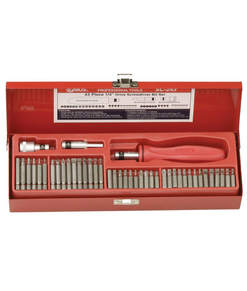 43 Piece 1/4″ Hex Shank Screwdriver Bit Set