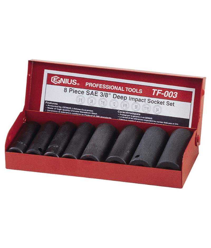 8 Piece 3/8″ Dr. Metric Deep Impact Socket Set Cr-V