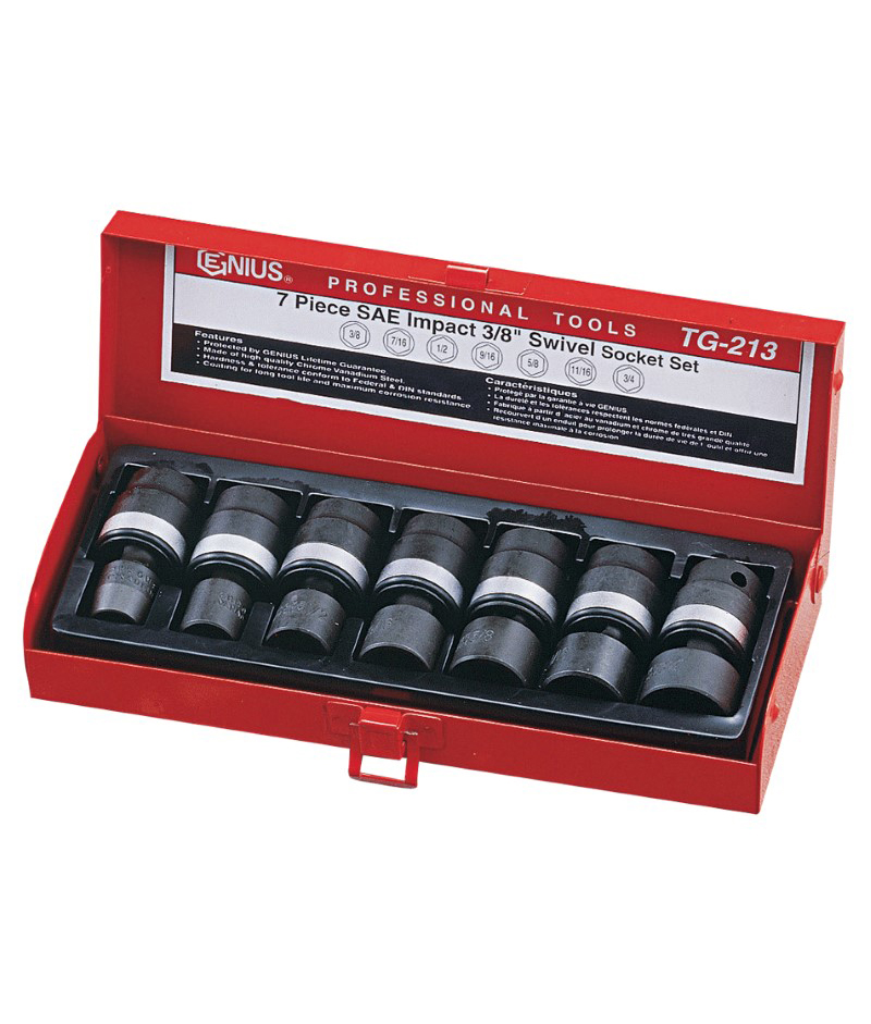 7 Piece 3/8″ Dr. Metric Swivel Impact Socket Set Cr-V