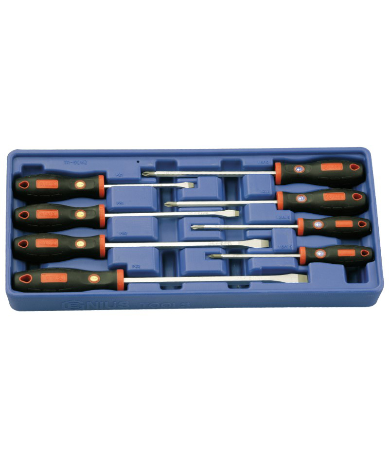 8 Piece Slotted, Philips & Posidriv Screwdriver Set
