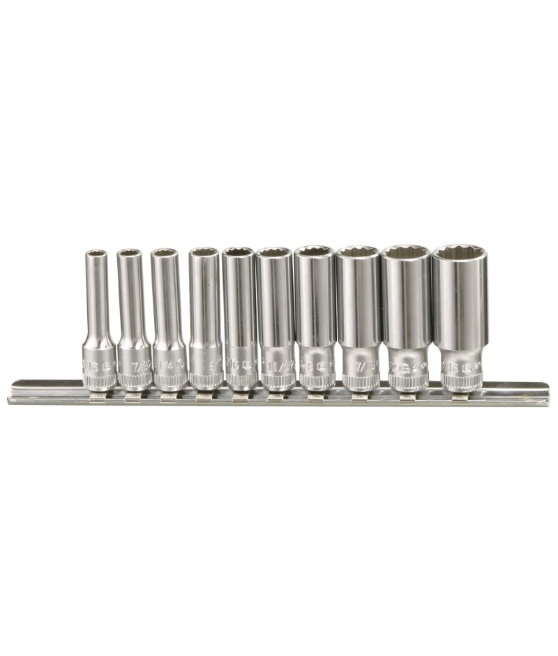 10 Piece 1/4″ Dr. 12 pt. SAE Deep Hand Socket Set
