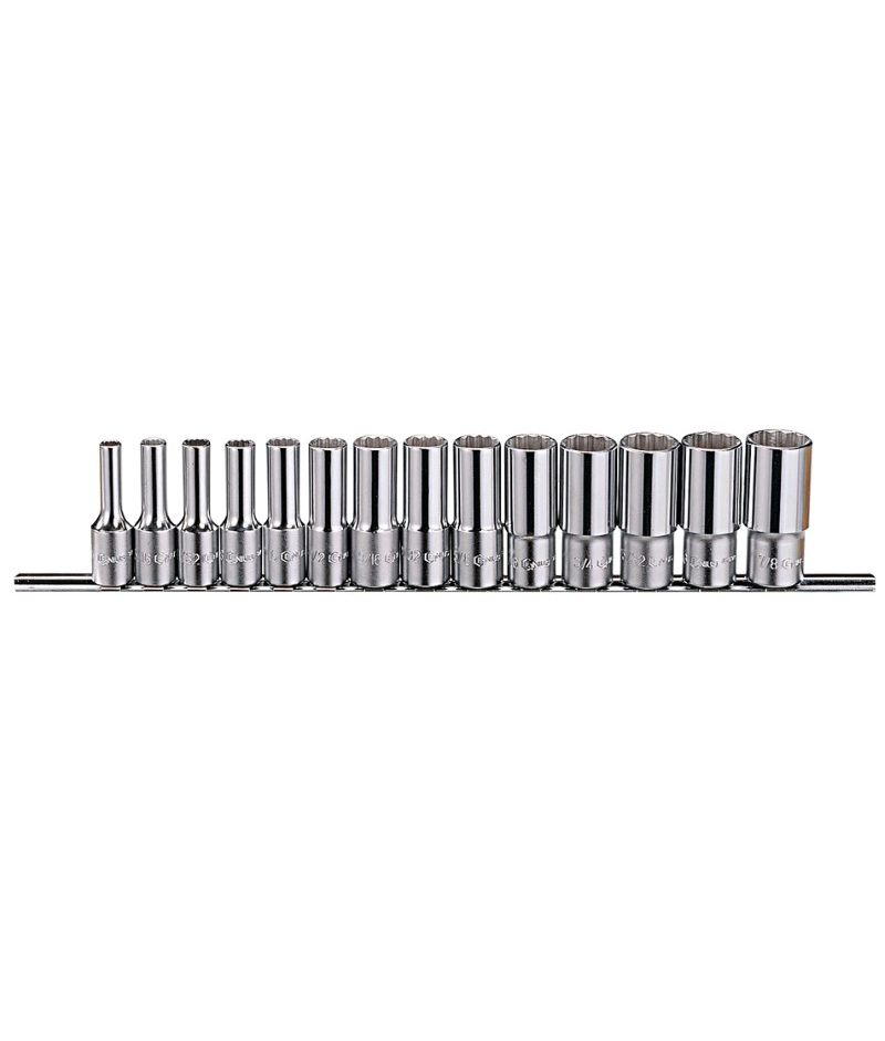 14 Piece 3/8″ Dr. 12 pt. SAE Deep Hand Socket Set