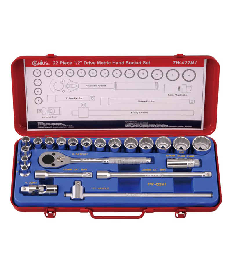 22 Piece 1/2″ Dr. Metric Hand socket set