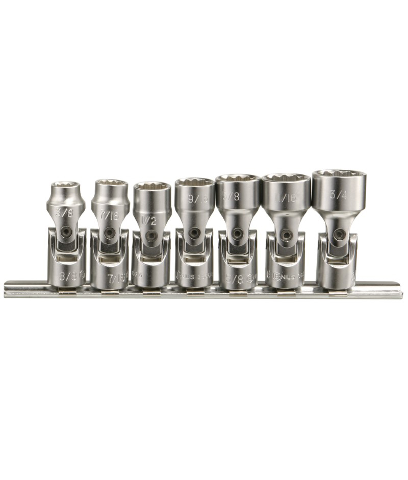 7 Piece 3/8″ Dr. 12 pt. SAE Universal Hand Socket Set
